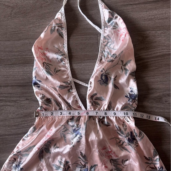 3/$20⚡️ Pink Floral Lace Trim Romper One Piece Teddy Lingerie Open Back Shein - Picture 8 of 12